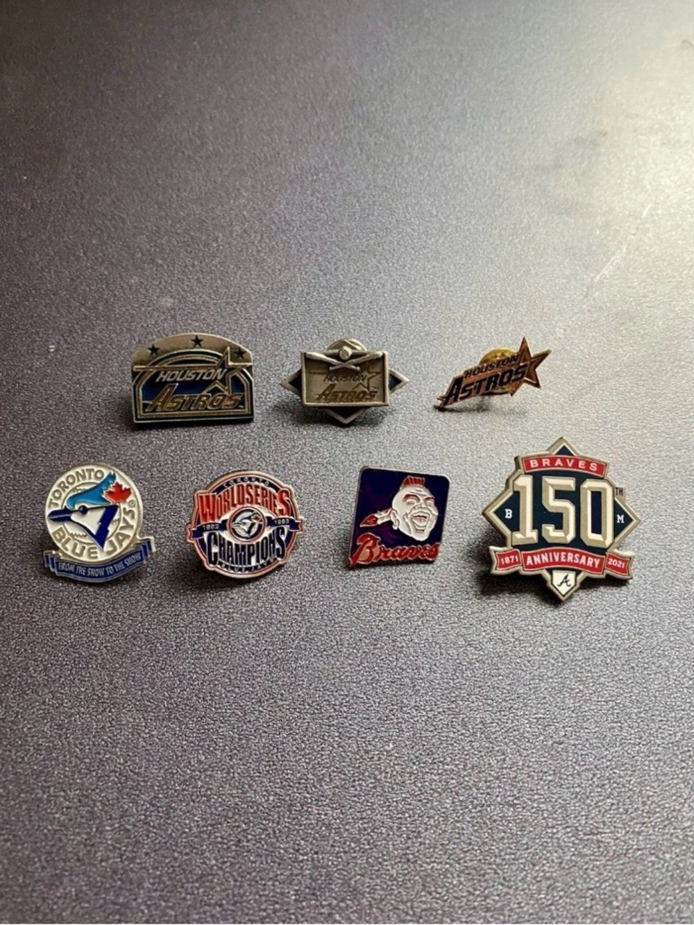 Lot of 7 MLB baseball pins Toronto Blue Jays Houston Astros Atlanta Braves